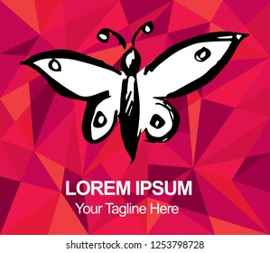 Red Polygon Geometric Butterfly Insect Nature Spring Summer Hand Drawn or Sketch for Graphic Design, Shirt, Background, Logo, Icon and Template. Vector Illustration EPS10