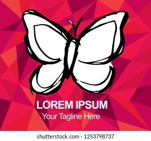 Red Polygon Geometric Butterfly Insect Nature Spring Summer Hand Drawn or Sketch for Graphic Design, Shirt, Background, Logo, Icon and Template. Vector Illustration EPS10