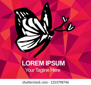 Red Polygon Geometric Butterfly Insect Nature Spring Summer Hand Drawn or Sketch for Graphic Design, Shirt, Background, Logo, Icon and Template. Vector Illustration EPS10