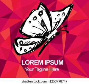 Red Polygon Geometric Butterfly Insect Nature Spring Summer Hand Drawn or Sketch for Graphic Design, Shirt, Background, Logo, Icon and Template. Vector Illustration EPS10