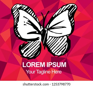 Red Polygon Geometric Butterfly Insect Nature Spring Summer Hand Drawn or Sketch for Graphic Design, Shirt, Background, Logo, Icon and Template. Vector Illustration EPS10