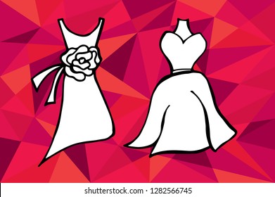 Red Polygon Geometric with Dress. Vector Illustration for Graphic Design, Template, Layout, Decoration and More.