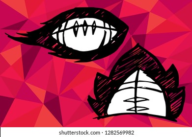 Red Polygon Geometric with Football. Vector Illustration for Graphic Design, Template, Layout, Decoration and More.