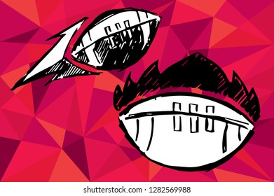 Red Polygon Geometric with Football. Vector Illustration for Graphic Design, Template, Layout, Decoration and More.