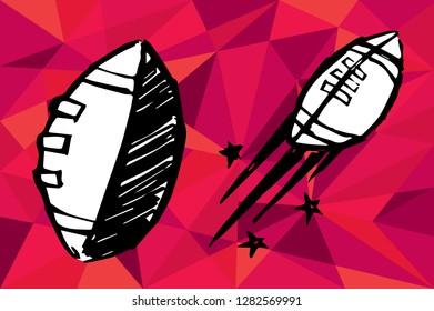 Red Polygon Geometric with Football. Vector Illustration for Graphic Design, Template, Layout, Decoration and More.