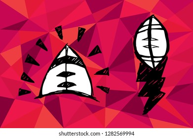 Red Polygon Geometric with Football. Vector Illustration for Graphic Design, Template, Layout, Decoration and More.