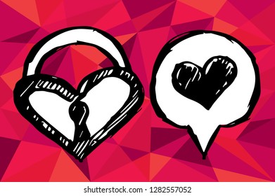 Red Polygon Geometric with Heart Valentines Shape. Vector Illustration for Graphic Design, Template, Layout, Decoration and More.