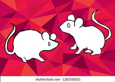 Red Polygon Geometric with Rat Animal. Vector Illustration for Graphic Design, Template, Layout, Decoration and More.