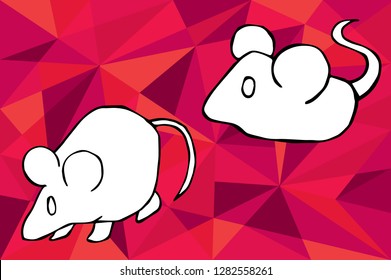 Red Polygon Geometric with Rat Animal. Vector Illustration for Graphic Design, Template, Layout, Decoration and More.