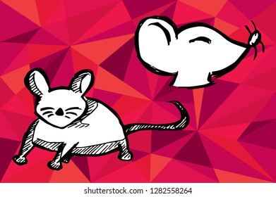 Red Polygon Geometric with Rat Animal. Vector Illustration for Graphic Design, Template, Layout, Decoration and More.