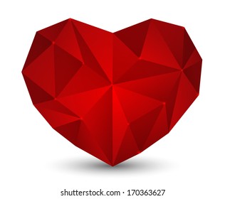 Red polygon heart on white