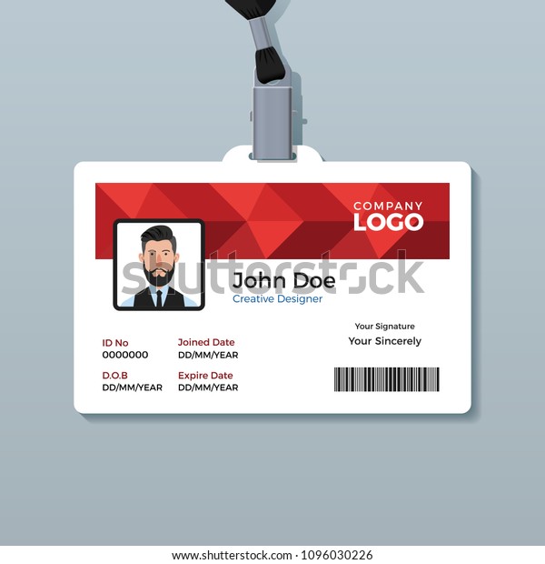 Red Polygon ID Card\
Template