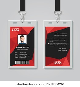 Red Polygon Identity Card Template