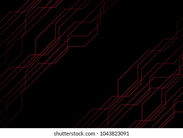Red polygon line light technology on black blank space design modern futuristic background vector illustration.