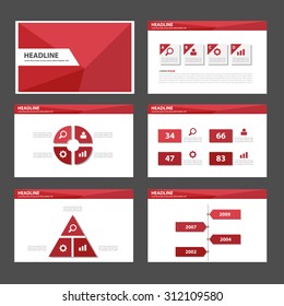 Red polygon Multipurpose infographic Presentation template flat design set for advertising marketing web brochure flyer leaflet 