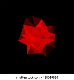 Red polygon on black abstract background