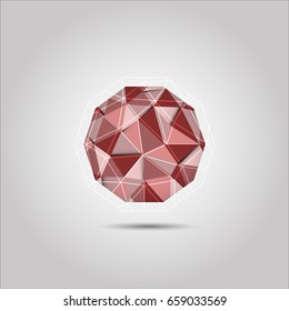 Red polygon sphere shape vector icon