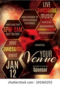 Red Polygon Themed Flyer Template Layout For A Night Club Event