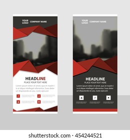 Red polygon triangle abstract Business Roll Up Banner flat design template ,Abstract Geometric banner template Vector illustration set, abstract presentation brochure flyer template vertical template 