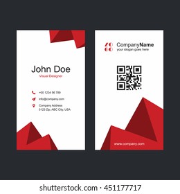 Red Polygonal front back business card template