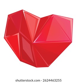 Corazón poligonal rojo que representa el amor y el romance para el día de San Valentín