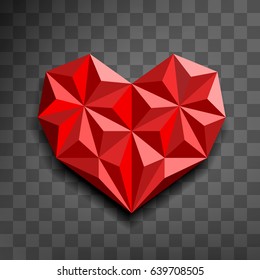red polygonal heart (vector)