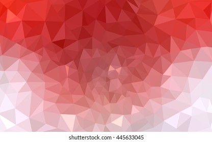 Red polygonal illustration, which consist of triangles. 