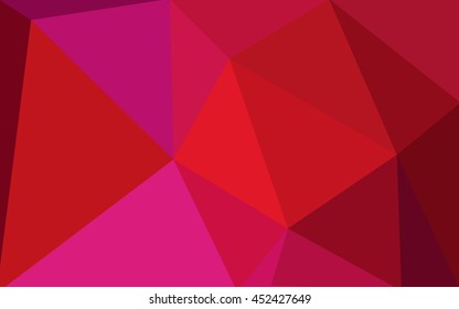 Red polygonal illustration, which consist of triangles. 