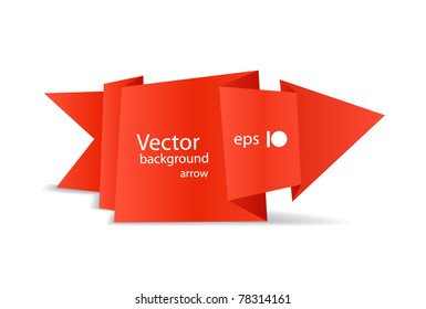 Red polygonal origami arrow banner. Place your text here