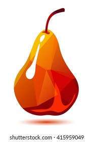 Red polygonal pear isolated on a white background.