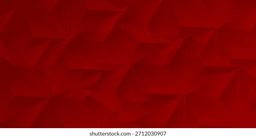 Espacio poligonal rojo para su diseño, o espacio para titular o producto. Poli baja. Malla de triángulos. Textura roja.

