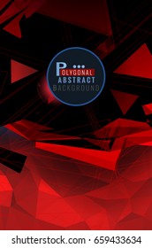Red Polygonal triangle abstract with shatter and line graphic background