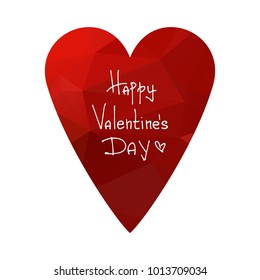 Red polygonal Valentines heart isolated on white background. Design element for greeting cards and holiday decorations. Valentines Day illustration.