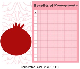 Red pomegranate benefits vector template