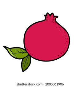Red pomegranate color variation for coloring page isolated on white background