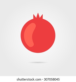 red pomegranate icon with shadow. concept of vegetarian, grenadine, fruity, flora, dainty, healthy diet. isolated on gray background. flat style trend modern logotype design vector illustration