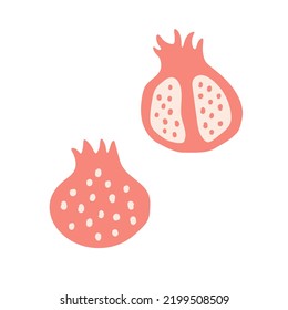 Rotes Granatapfel einzeln auf der Wohnung. Garnvektorgrafik von Granatapfelfrüchten. 