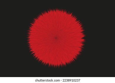 Red Pompon Vector Hair Ball on Black