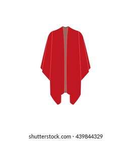 Red Poncho Vector Illustration On White Background.