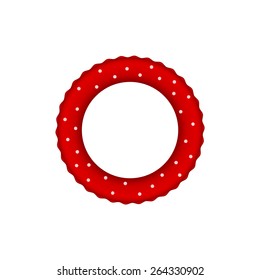 Red pool ring with white dots