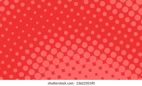 Red pop art background in comics style with halftone dots design, vintage kitsch vector backdrop with isolated dots