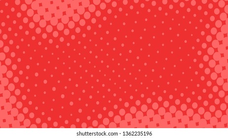 Red pop art background with turquoise halftone dots design, abstract vector illustration in retro comics style