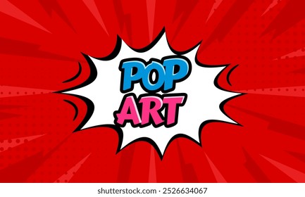 Red pop art comic background with halftone comic bubbles. Pop art poster in retro comic book style