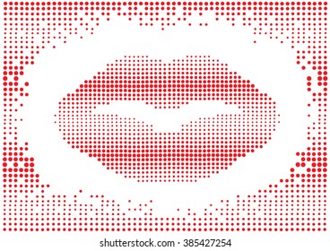 red pop art polka dots lips