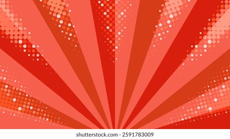 Red pop-art lower sunburst background vector illustration
