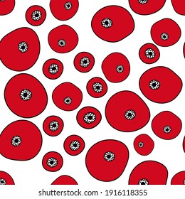 Red poppies abstract seamless pattern background