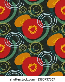 red poppies backdrop seamless pattern vector floral design primitive scandinavian
