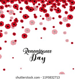 Red Poppies Banner Background For Remembrance Day. 11th Of Nov.