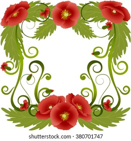 Red poppies with curls