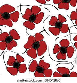 Red poppies Easily editable vector image abstract vector eps 10 handmade